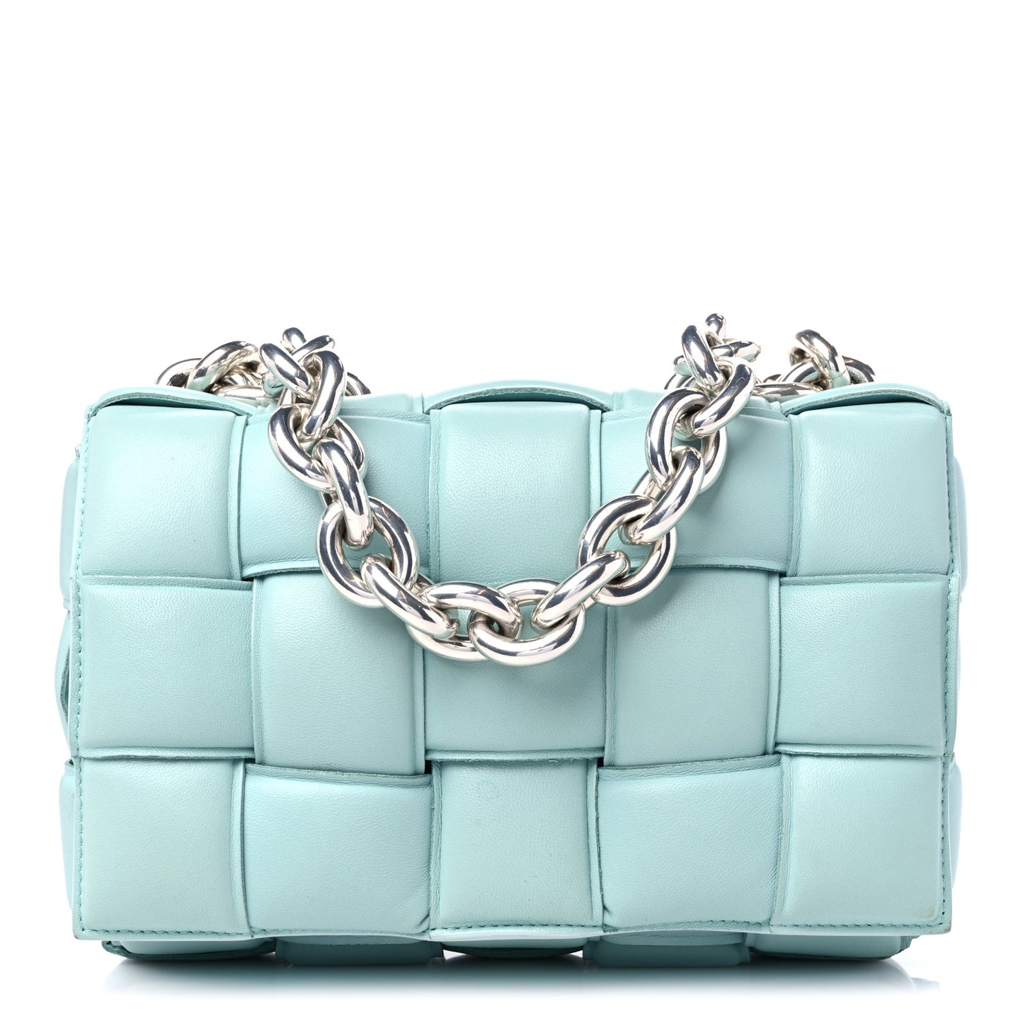 Lambskin Maxi Intreccio Padded Chain Cassette Crossbody Bag Spearmint