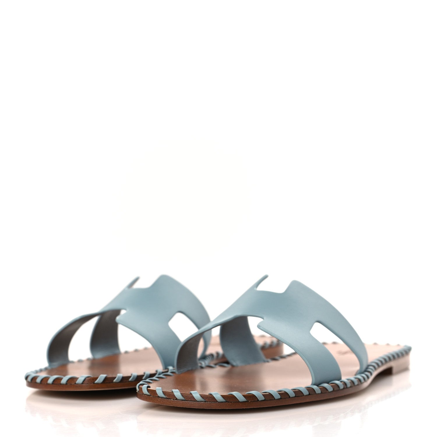 Hermes Box Calfskin Braided Oran Sandals 39 Vert D'eau 3 of 8