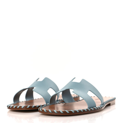Hermes Box Calfskin Braided Oran Sandals 39 Vert D'eau 3 of 8