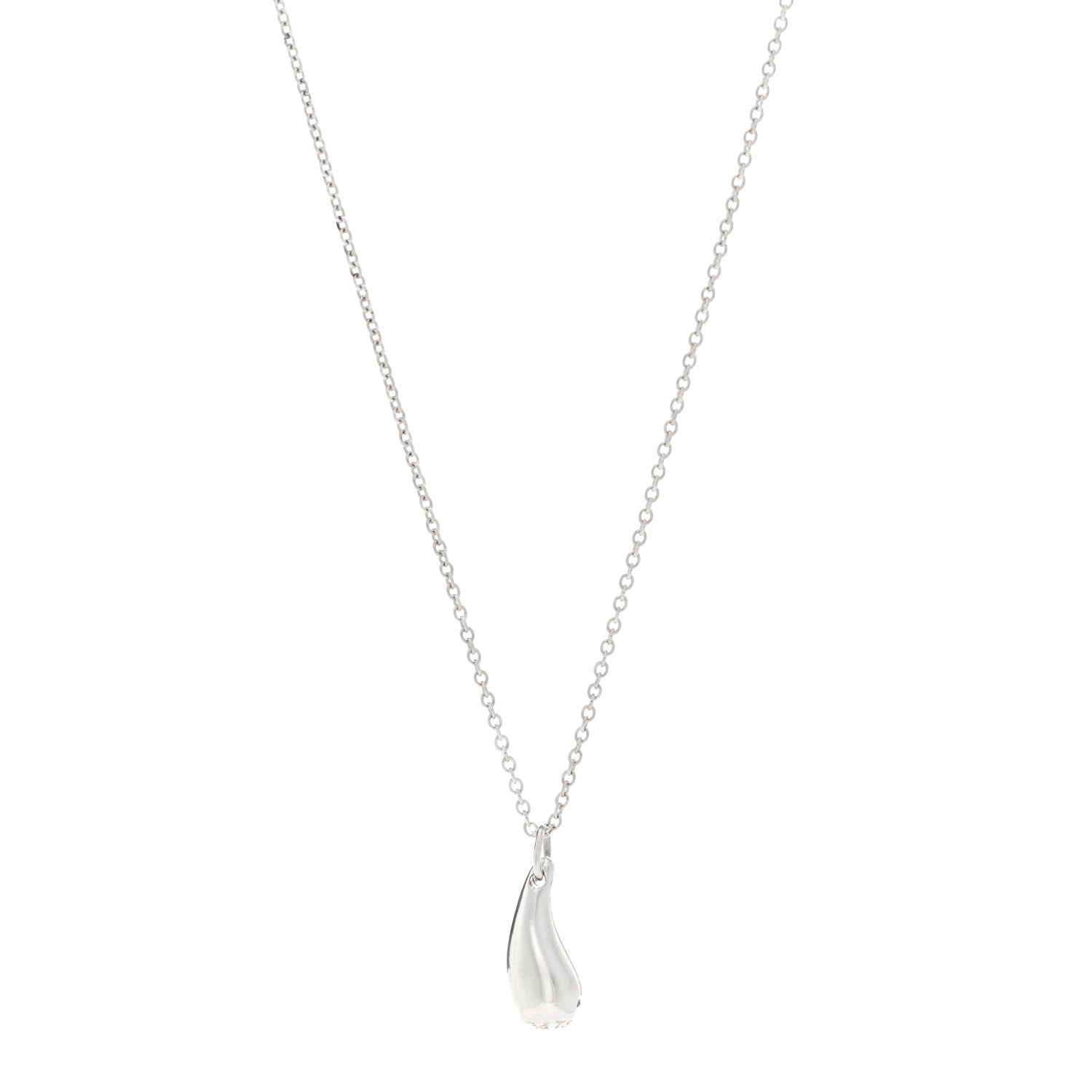 Tiffany Sterling Silver 12mm Elsa Peretti Tear Drop Pendant Necklace 1 of 4