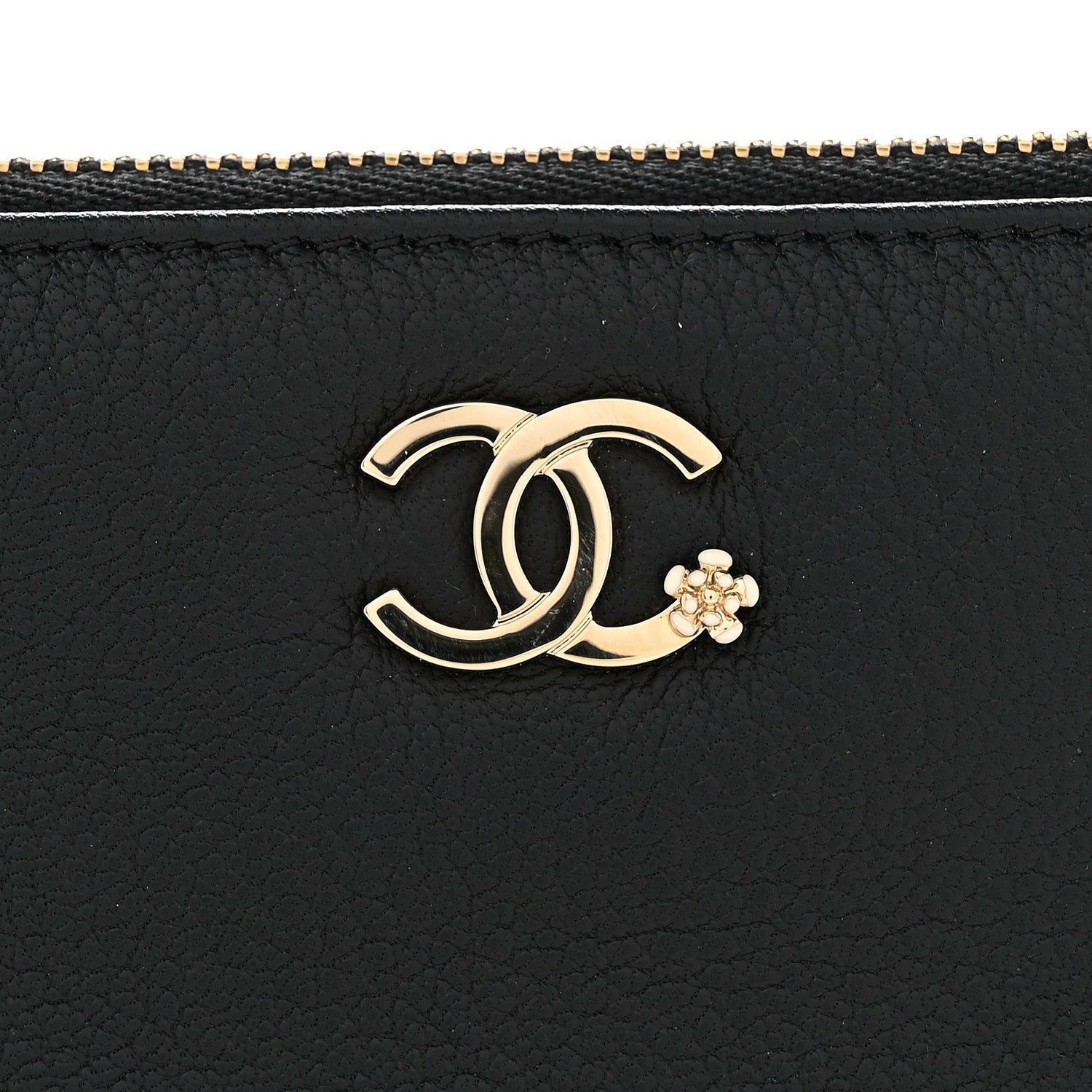 Chanel Goatskin Camellia CC Cosmetic Pouch Black 8 of 8