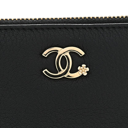 Chanel Goatskin Camellia CC Cosmetic Pouch Black 8 of 8