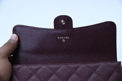 Chanel Caviar Quilted Large Gusset Flap Wallet Burgundy 5 of 9