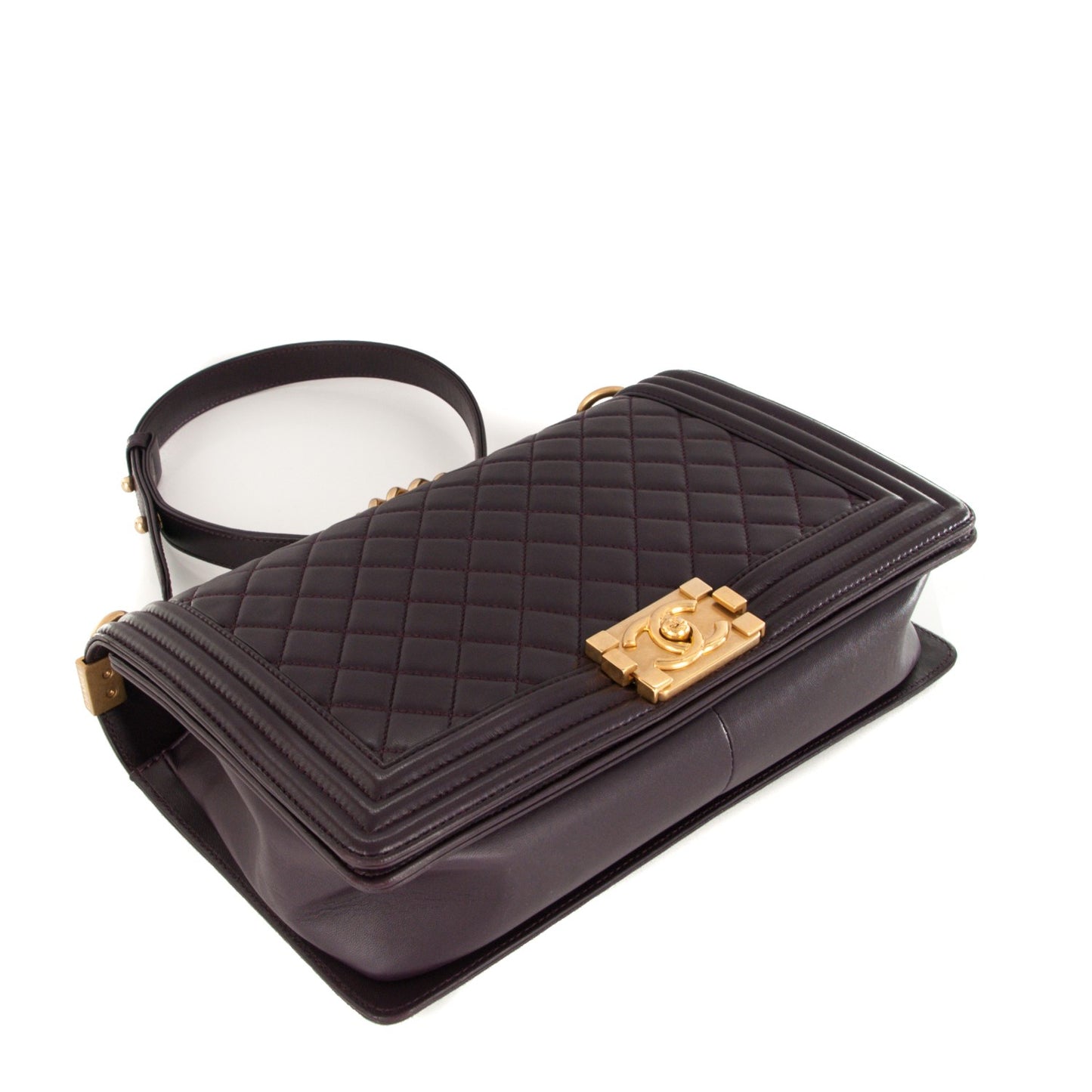 Lambskin Quilted New Medium Boy Flap Dark Purple