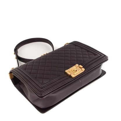 Chanel Lambskin Quilted New Medium Boy Flap Dark Purple 5 of 7