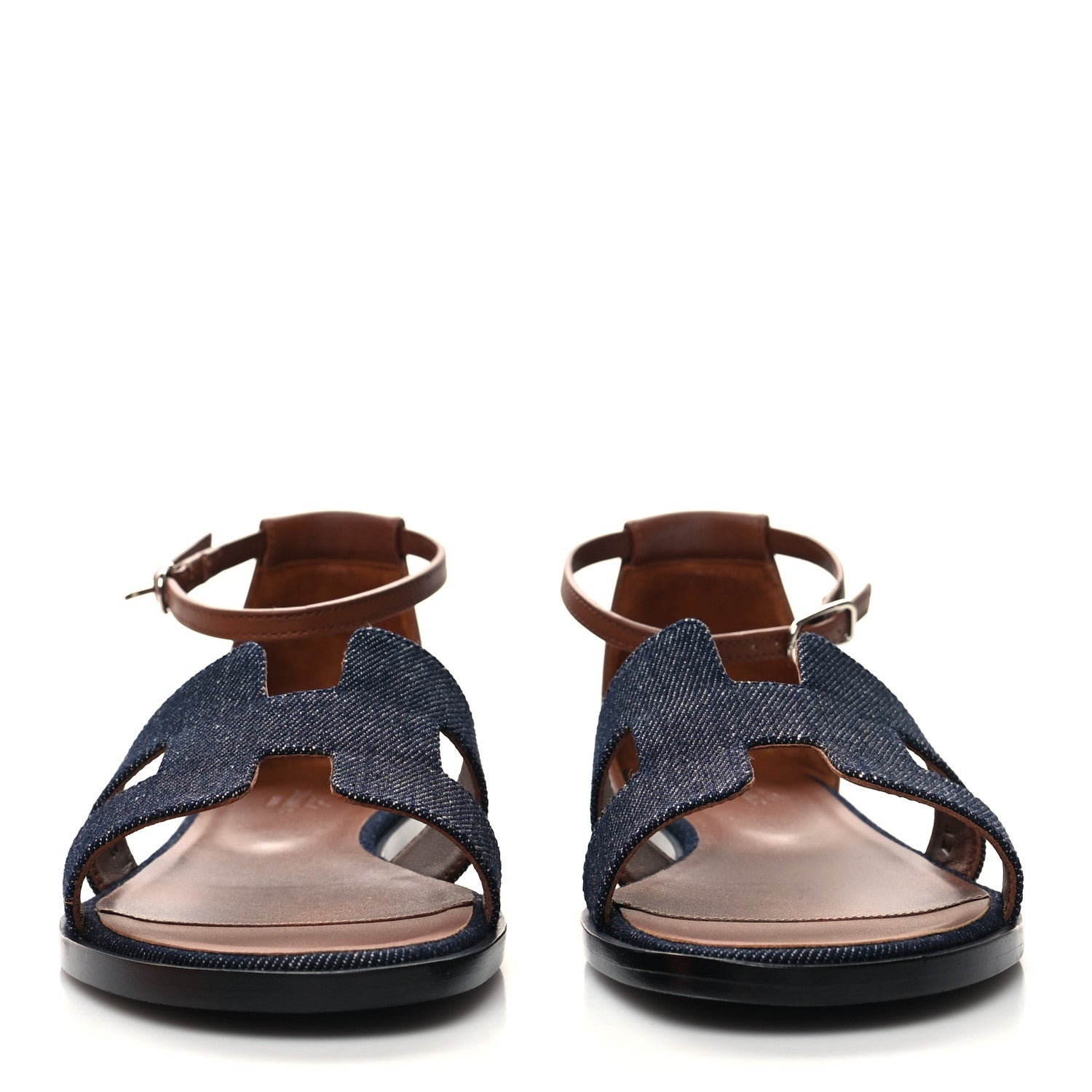 Hermes Denim Santorini Sandals 39 Bleu Brut Gold 2 of 9