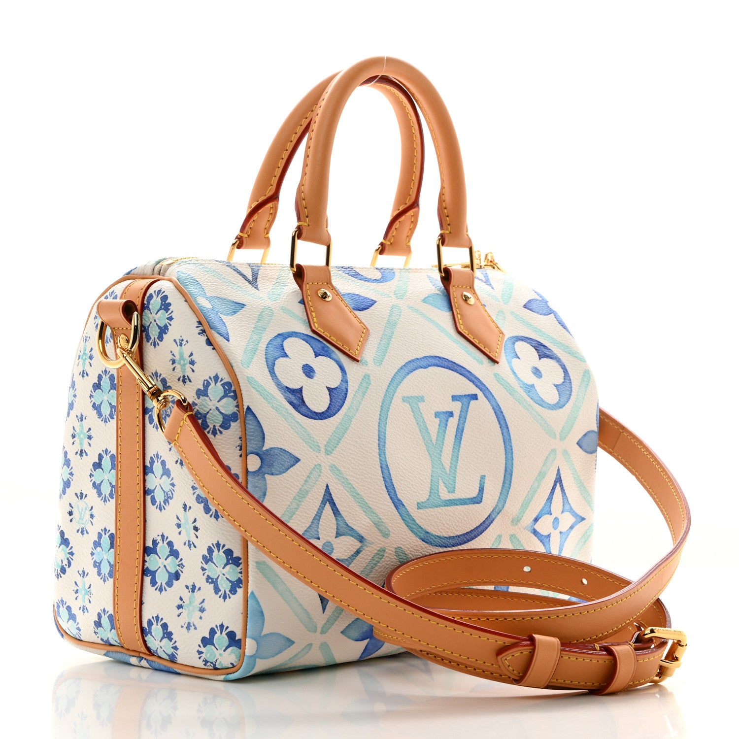 Louis Vuitton Monogram Tiles By The Pool Speedy Bandouliere 25 Lagoon Blue 3 of 9