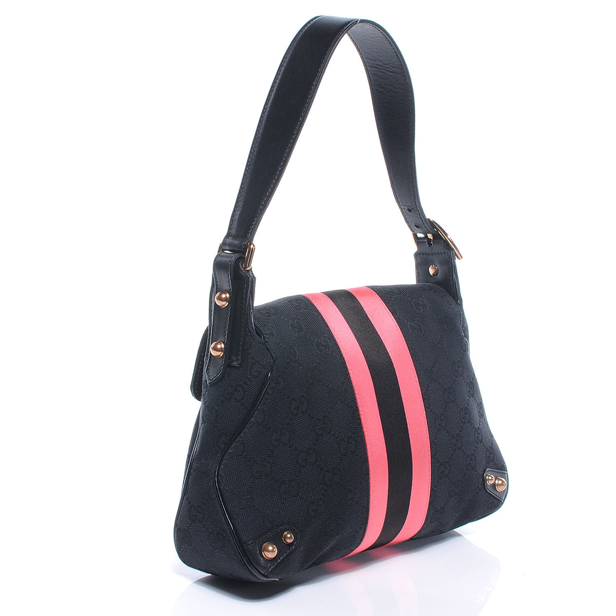 Monogram Horsebit Web Flap Bag Black
