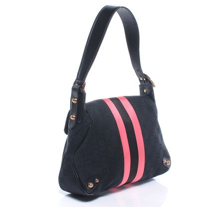 Gucci Monogram Horsebit Web Flap Bag Black 3 of 7