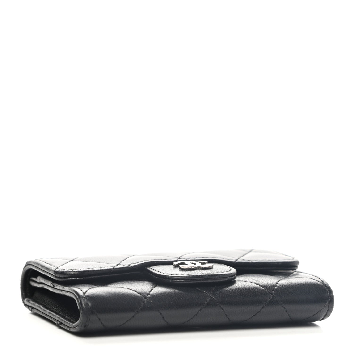Chanel Lambskin Quilted Flap Card Holder Wallet Black 4 of 13