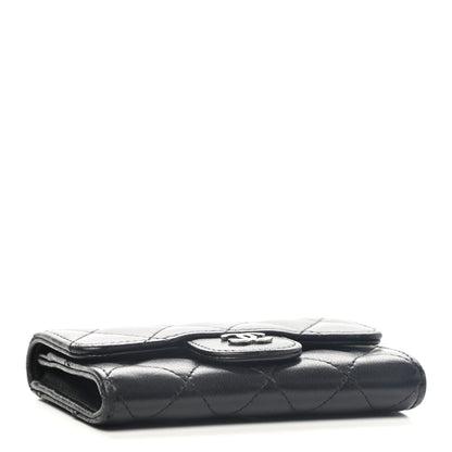 Chanel Lambskin Quilted Flap Card Holder Wallet Black 4 of 13