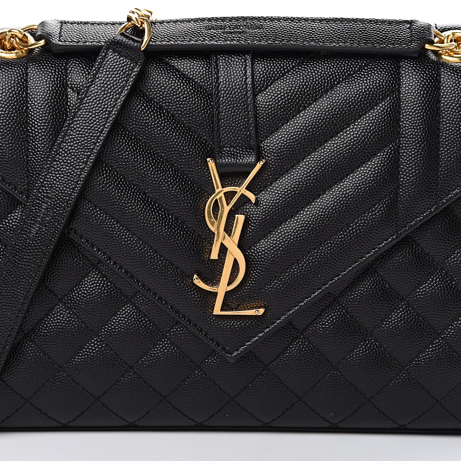 Saint Laurent Grain De Poudre Textured Mixed Matelasse Triquilt Medium Monogram Satchel Black 7 of 9