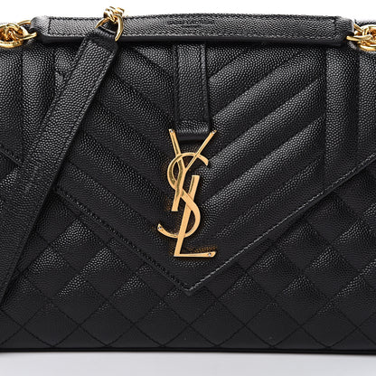 Saint Laurent Grain De Poudre Textured Mixed Matelasse Triquilt Medium Monogram Satchel Black 7 of 9