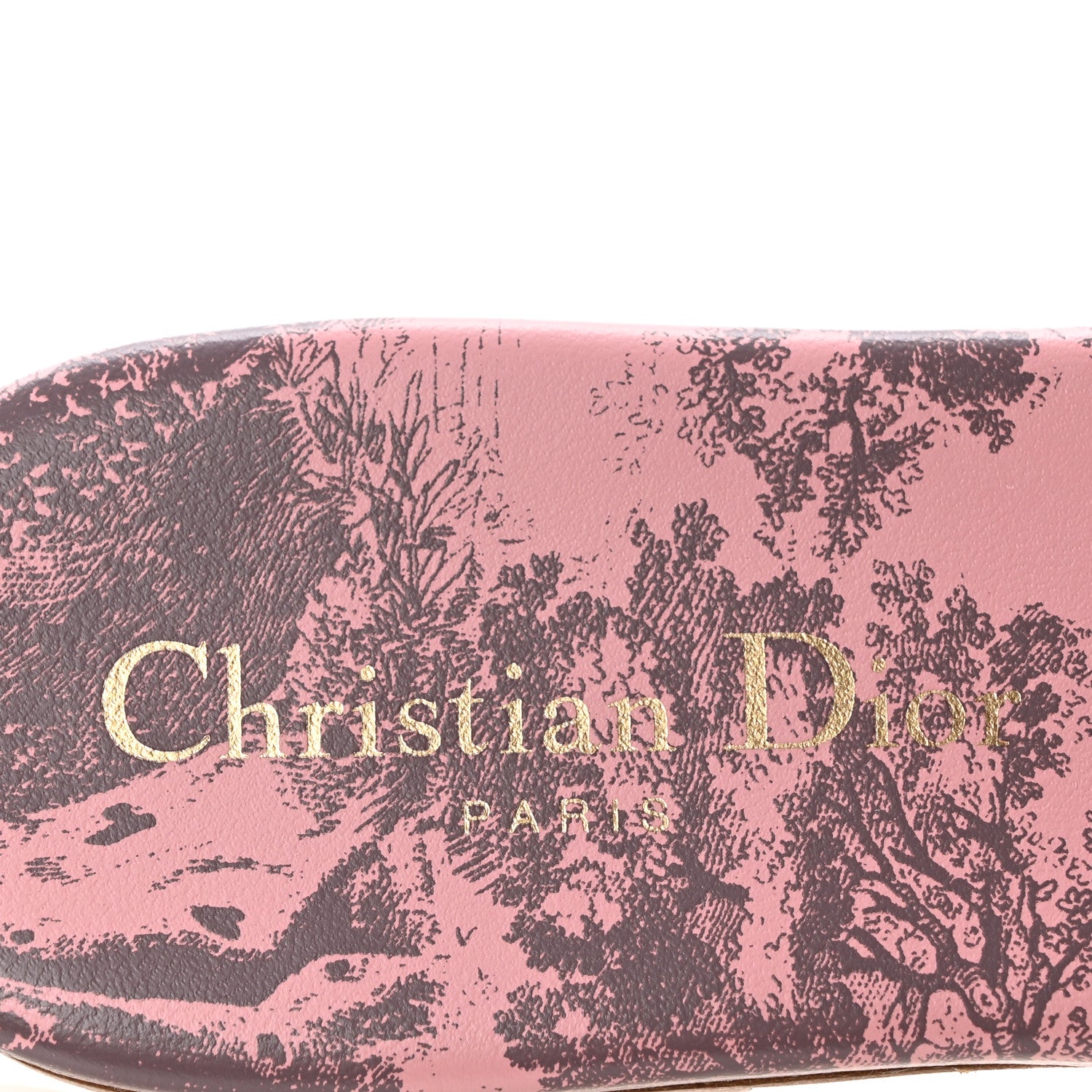 Christian Dior Canvas Toile De Jouy Embroidered Dway Flat Slide Sandals 37.5 Chateau Rose 8 of 10
