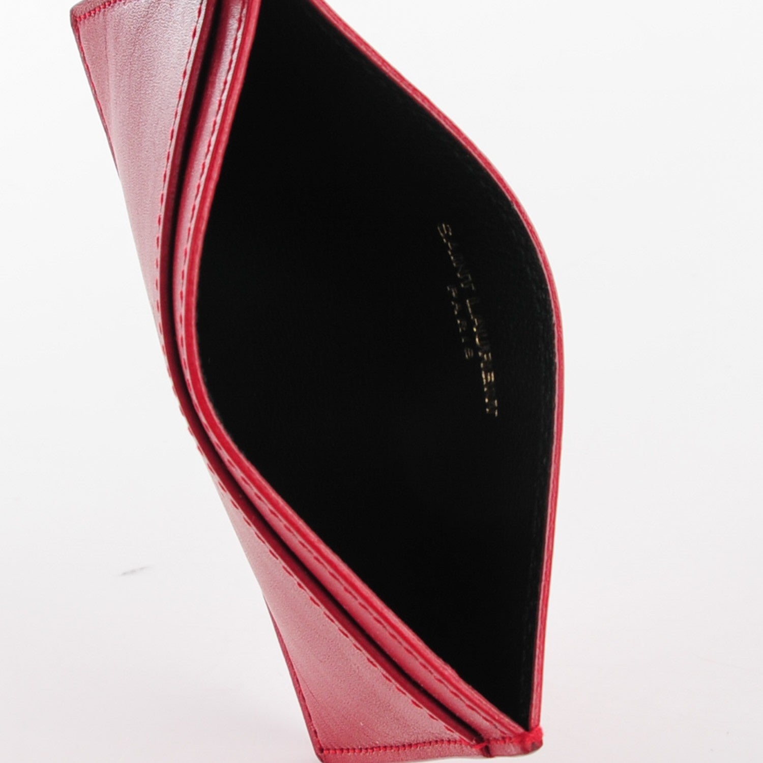 Saint Laurent Calfskin Credit Card Case Red 9 of 9