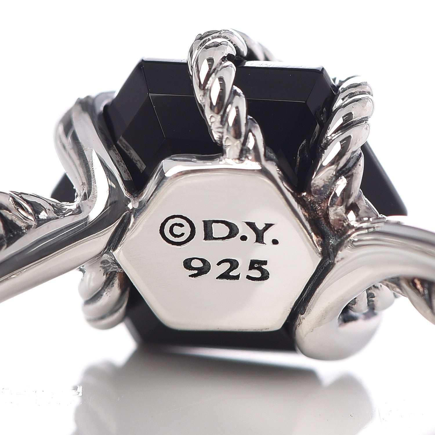 David Yurman Sterling Silver Diamond Black Onyx 10mm Cable Wrap Ring 59 8.75 5 of 5