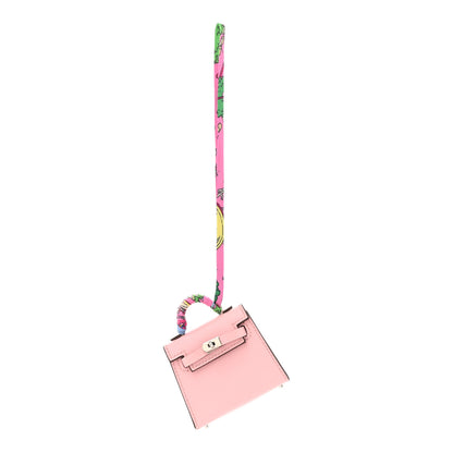 Hermes Tadelakt Mini Kelly Twilly Bag Charm Rose Sakura 1 of 6