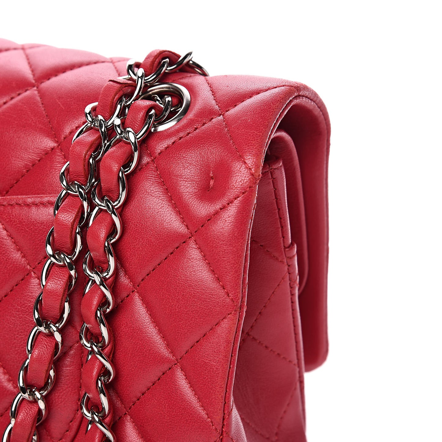 Lambskin Quilted Medium Double Flap Dark Pink