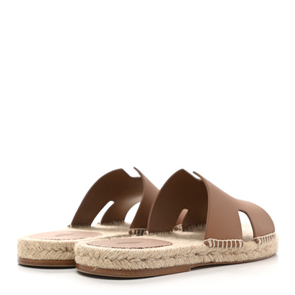 Hermes Calfskin Antigua Espadrille Sandals 39 Naturel Safari 4 of 9