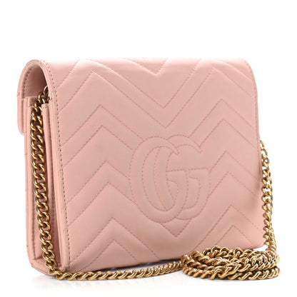 Gucci Calfskin Matelasse GG Marmont Chain Wallet Perfect Pink 2 of 10