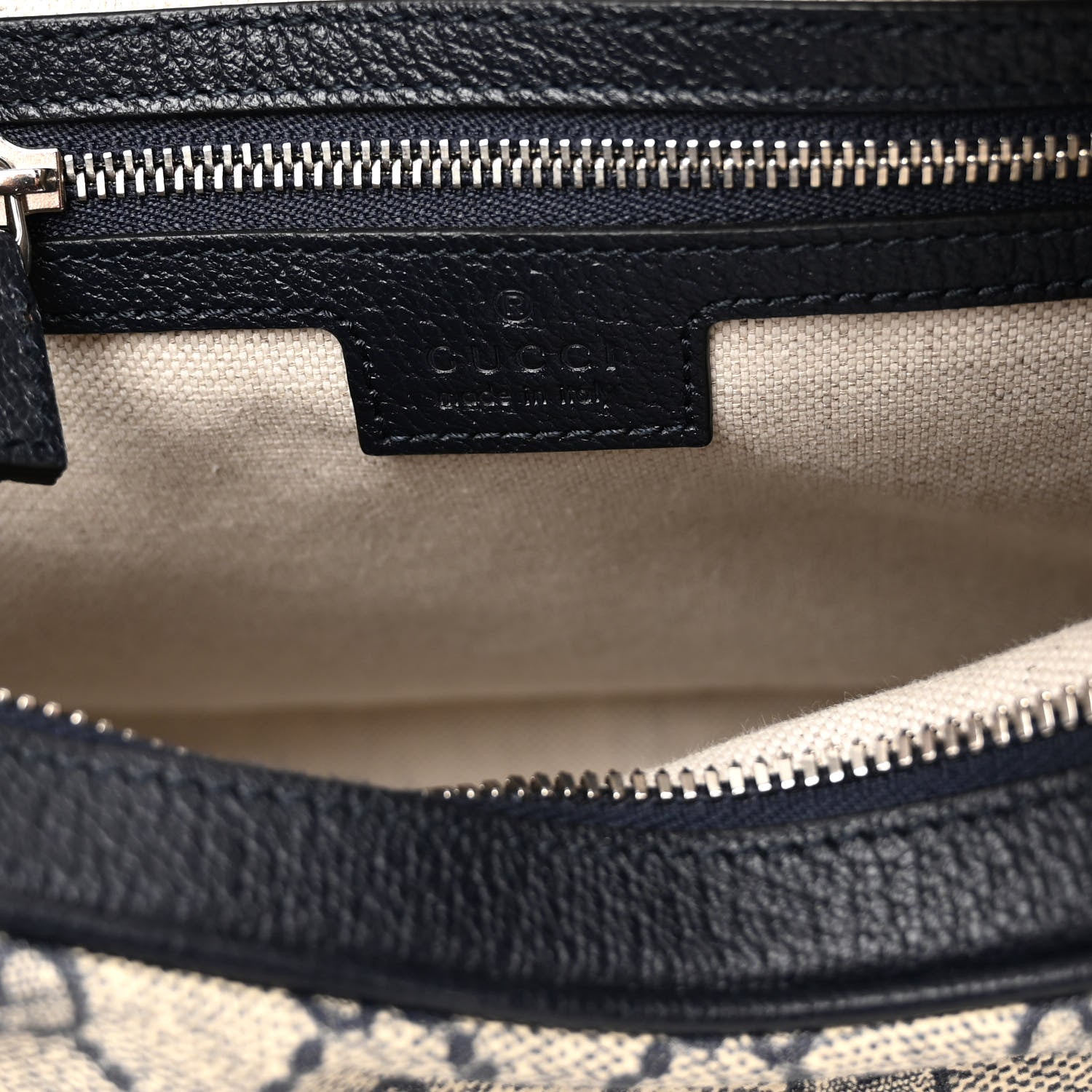 Gucci GG Supreme Monogram Textured Calfskin Web Large Attache Shoulder Bag Beige Blue 6 of 9