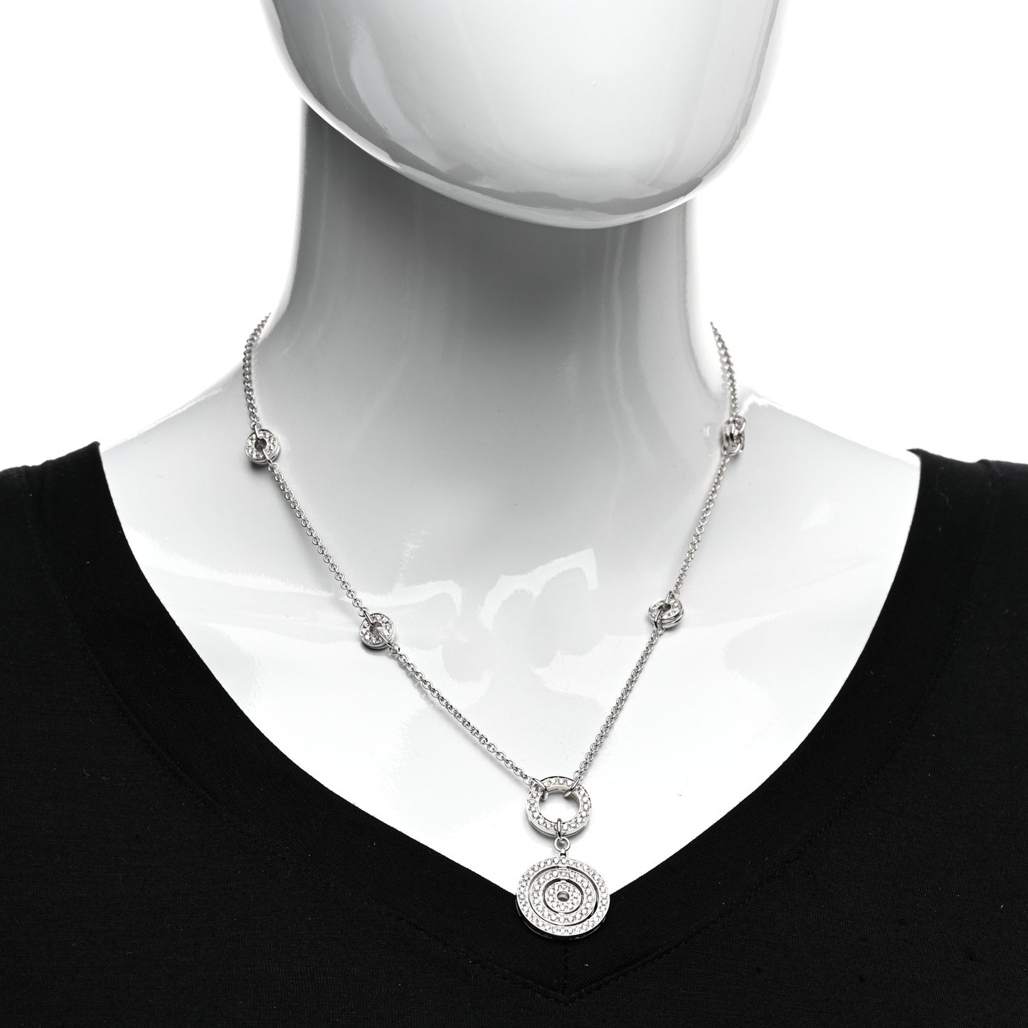 18K White Gold Diamond Astrale Cerchi Necklace