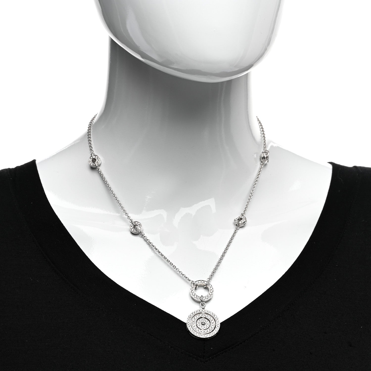 Bulgari 18K White Gold Diamond Astrale Cerchi Necklace 2 of 4