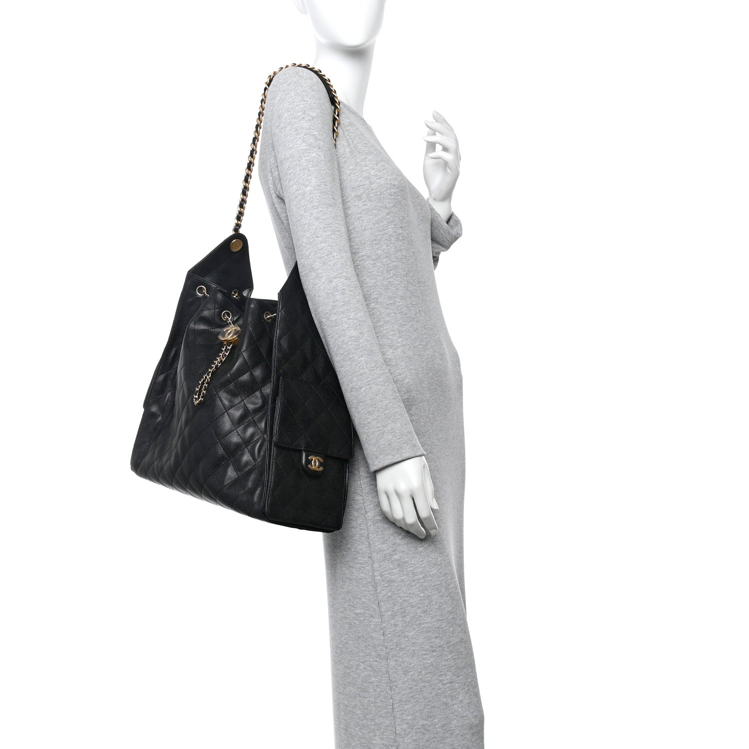 Chanel Caviar Quilted Large Chanel 25 Handbag Black 2 of 11