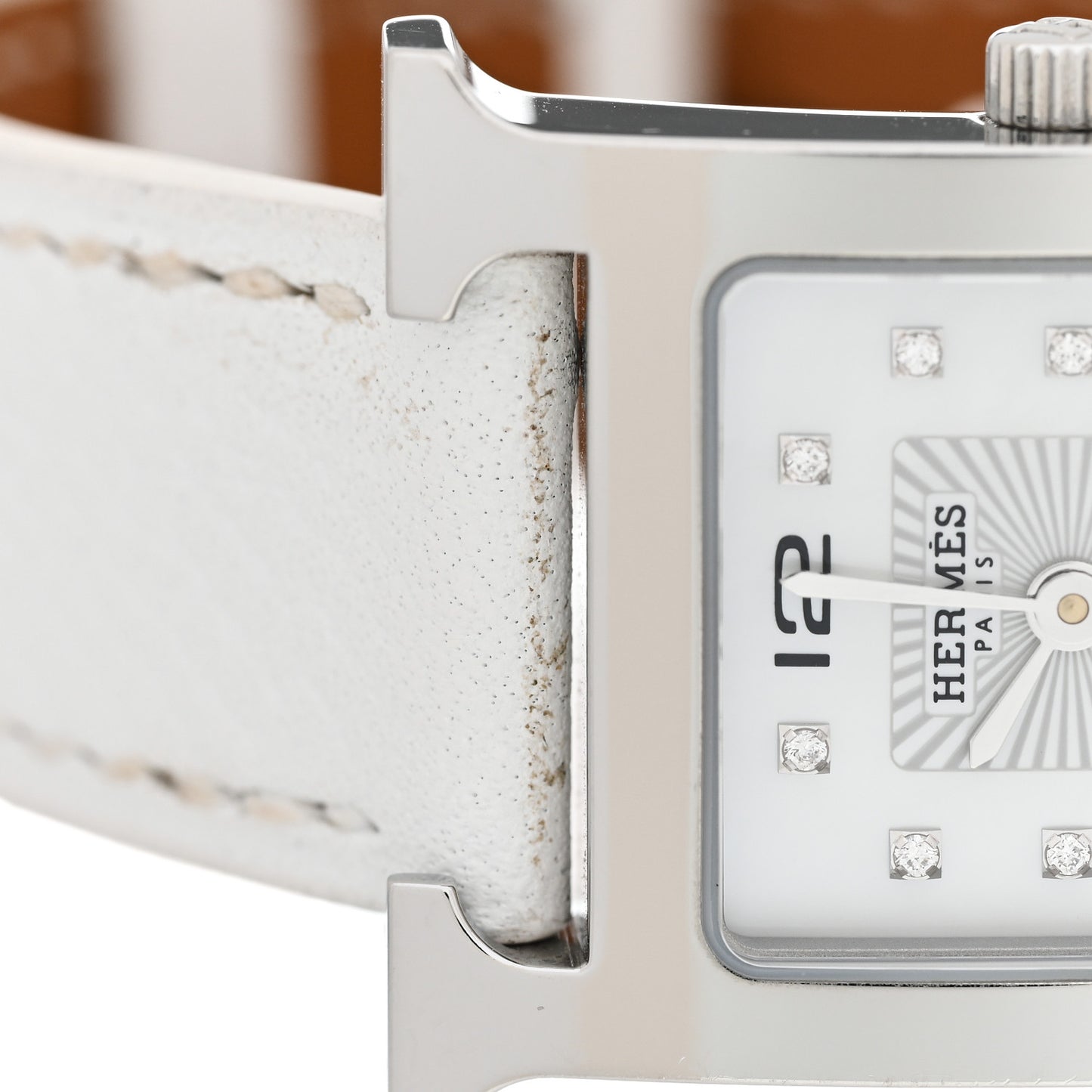 Stainless Steel Epsom Diamond Mother of Pearl 21mm Heure H Hour Quartz Watch Blanc