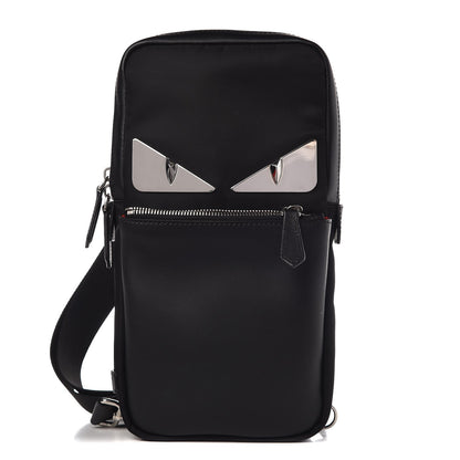 Fendi Nylon Vitello Liberty Metal Monster Eyes Sling Bag Black 1 of 7