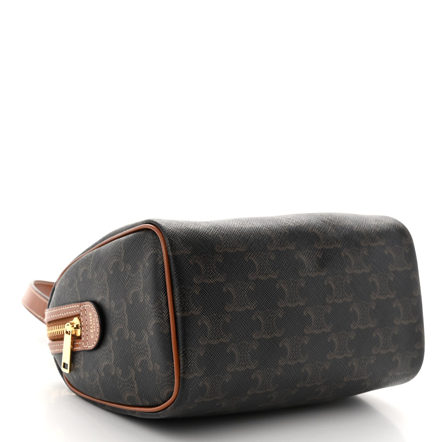 Celine Triomphe Canvas Calfskin Small Boston Bag Tan 4 of 9