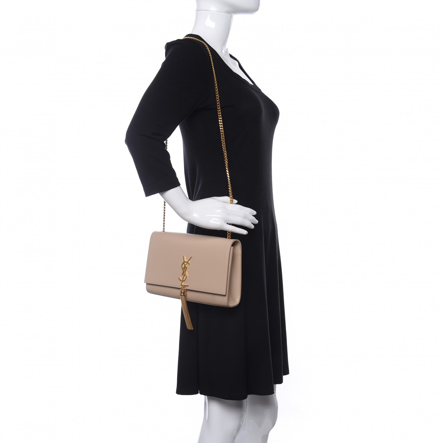 Saint Laurent Smooth Calfskin Medium Classic Monogram Kate Tassel Satchel Nude Powder 2 of 9