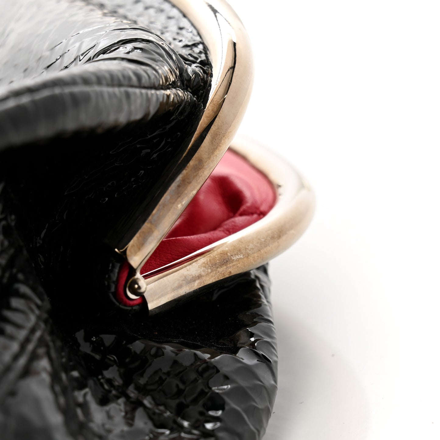 Glazed Snakeskin Timeless Clutch Black