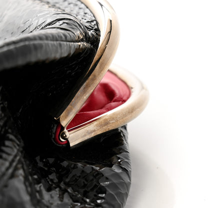 Chanel Glazed Snakeskin Timeless Clutch Black 9 of 10