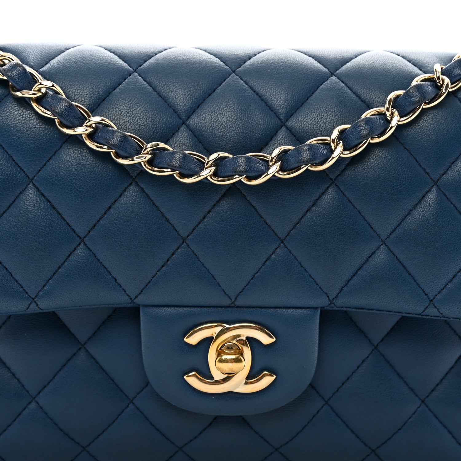 Chanel Lambskin Quilted Small Double Flap Dark Blue 5 of 12