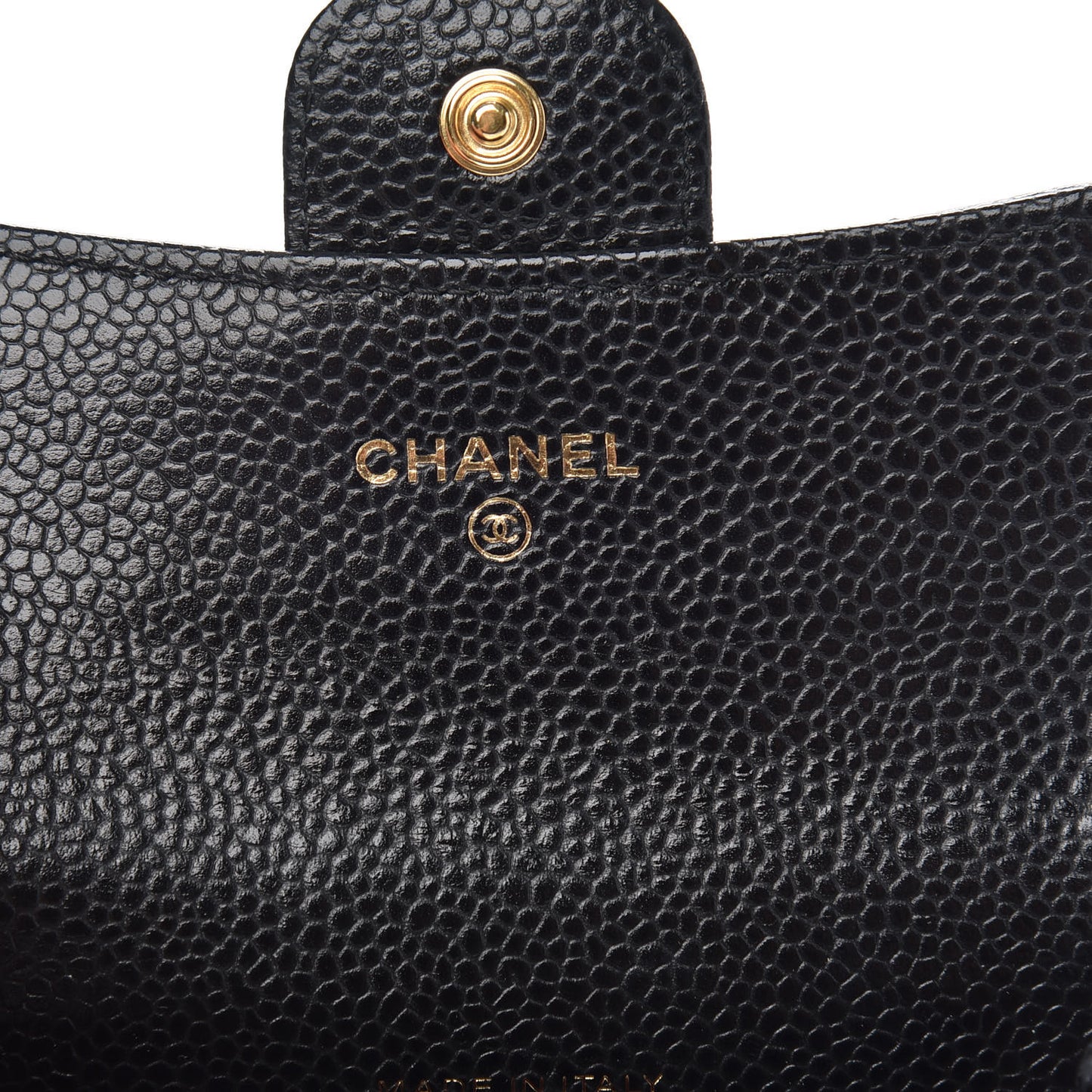 Caviar Quilted Flap Card Holder Black