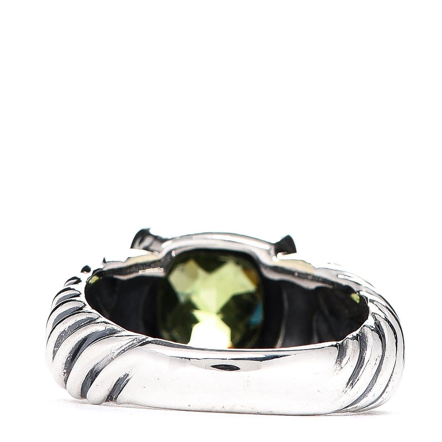 Sterling Silver 14K Yellow Gold Peridot 7mm Noblesse Ring 54 6.75