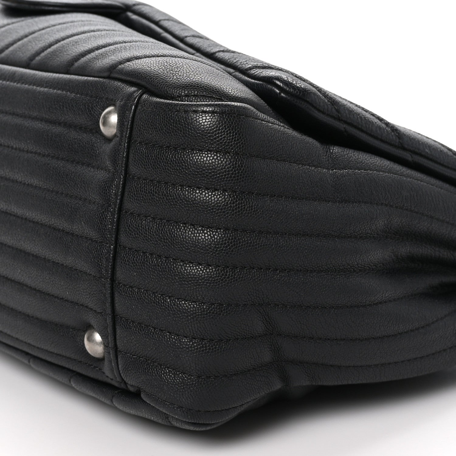 Chanel Calfskin Chevron Quilted XXL Travel Flap Bag Black 11 of 11
