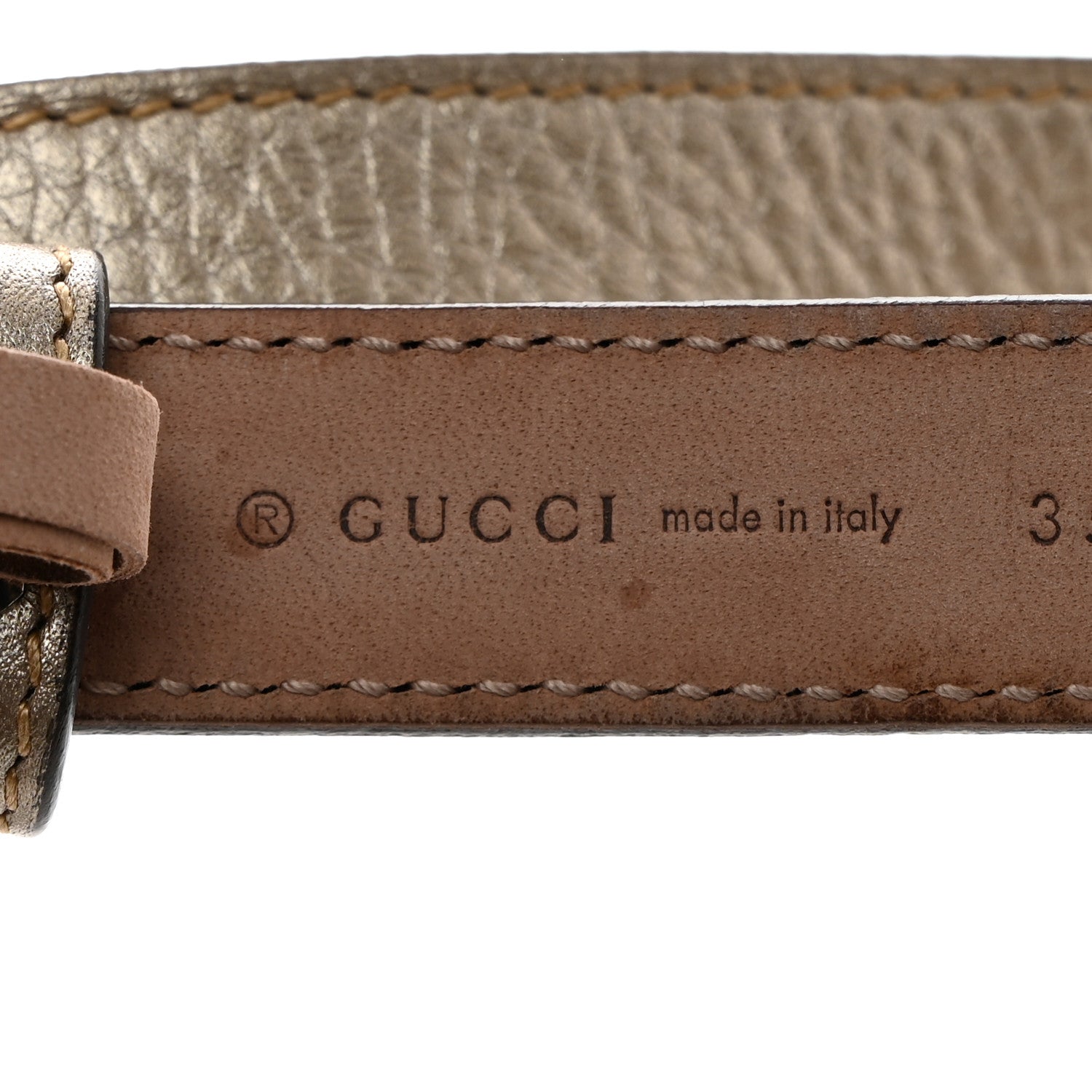Gucci Calfskin Crystal Interlocking G Belt 75 30 Golden Beige 5 of 7