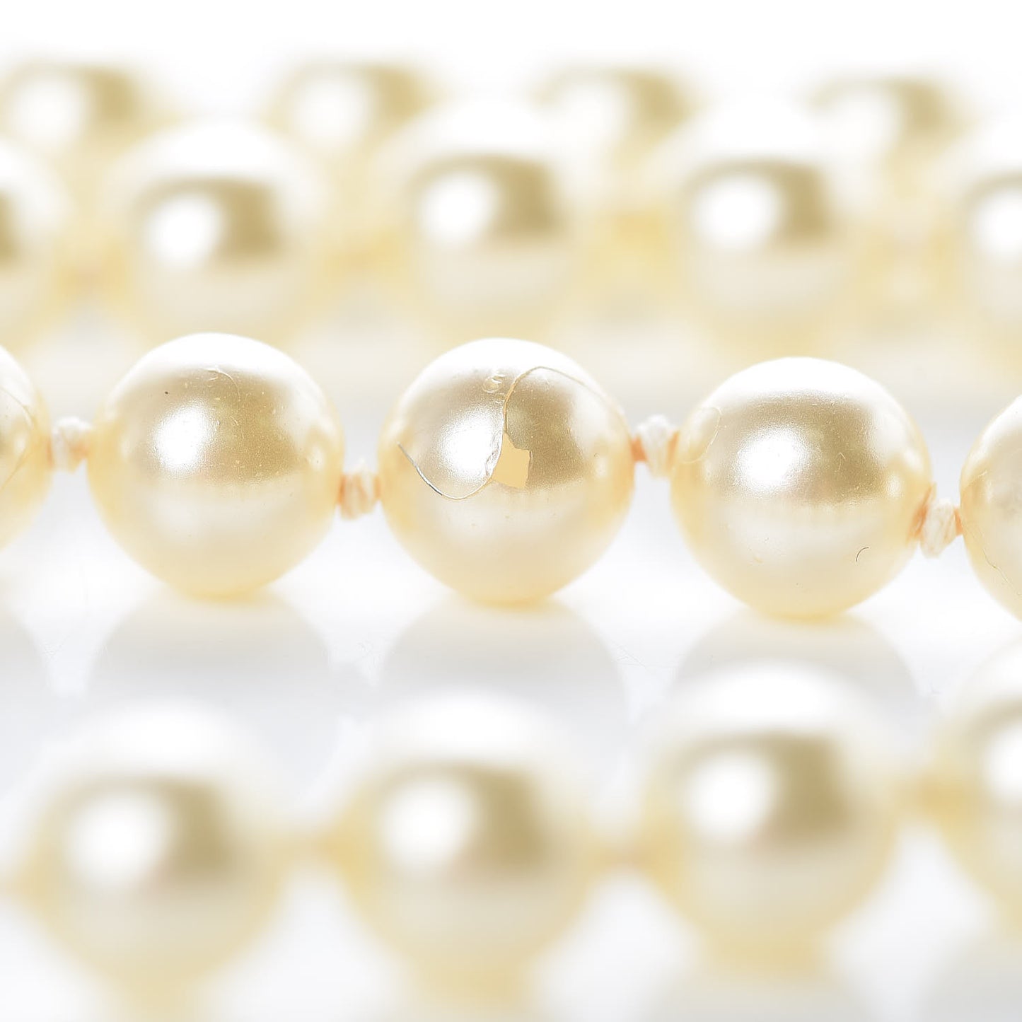 Pearl Crystal Long CC Necklace Gold