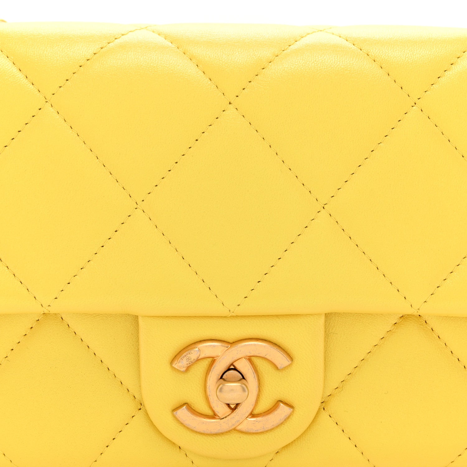 Chanel Iridescent Lambskin Quilted Mini Rectangular Pearl Crush Flap Yellow 8 of 10