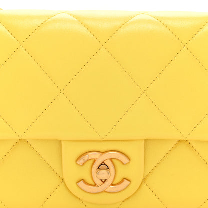 Chanel Iridescent Lambskin Quilted Mini Rectangular Pearl Crush Flap Yellow 8 of 10