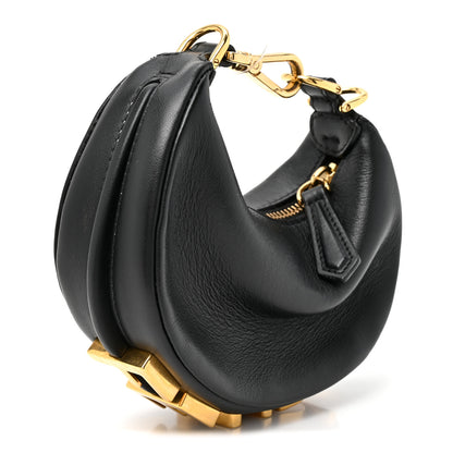 Fendi Vitello Grace Matte Nano Fendigraphy Hobo Charm Black Black 3 of 10