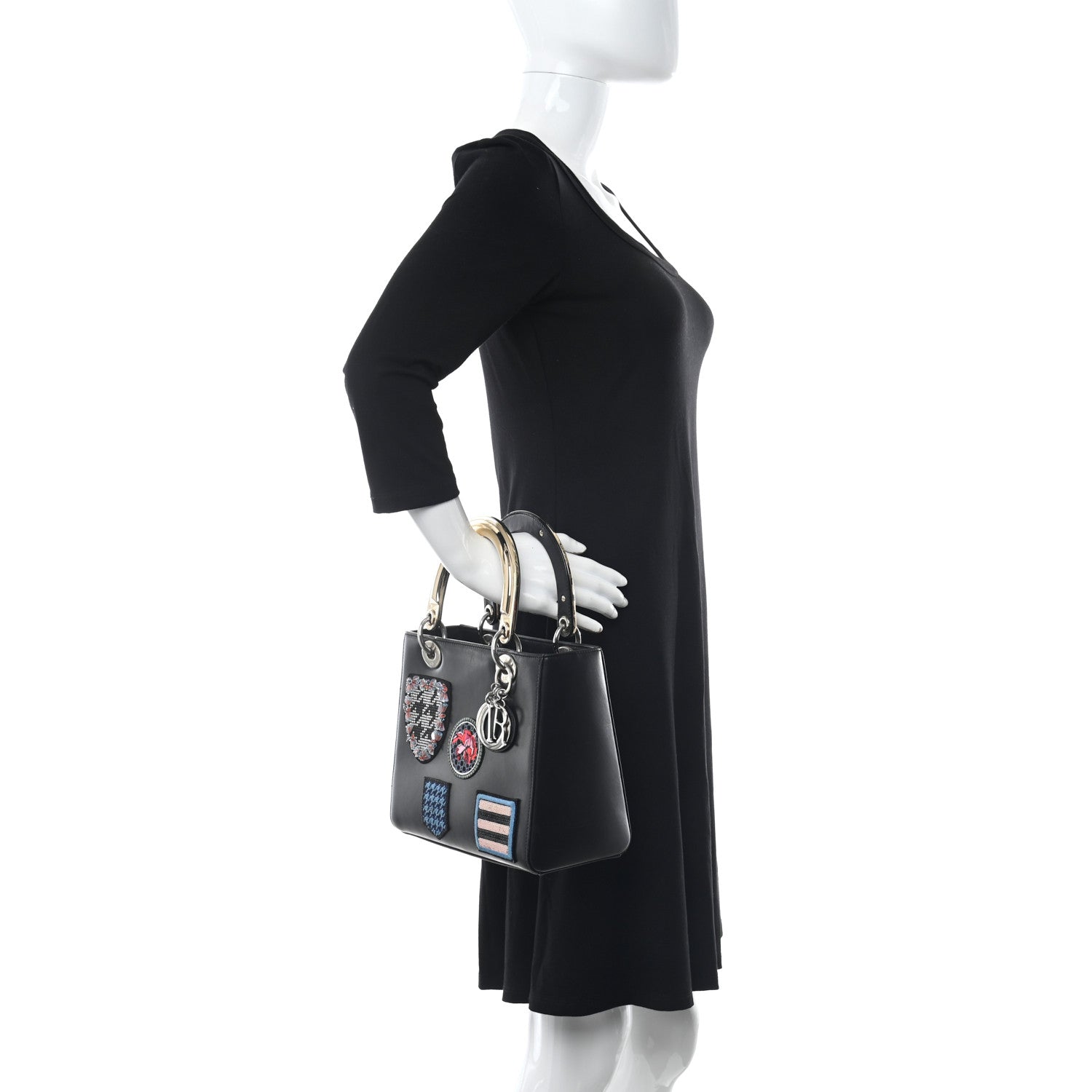 Christian Dior Smooth Calfskin Medium Lucky Badges Lady Dior Black 2 of 18