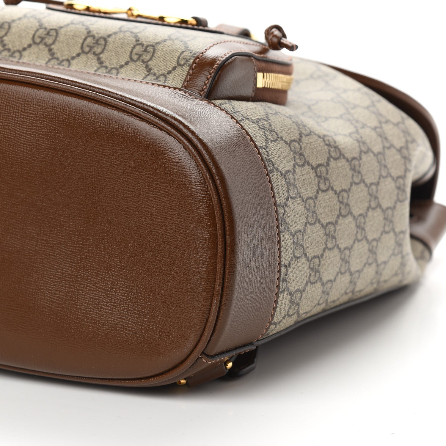 Gucci GG Supreme Monogram Calfskin Horsebit 1955 Single Buckle Backpack Beige Brown Sugar 9 of 9