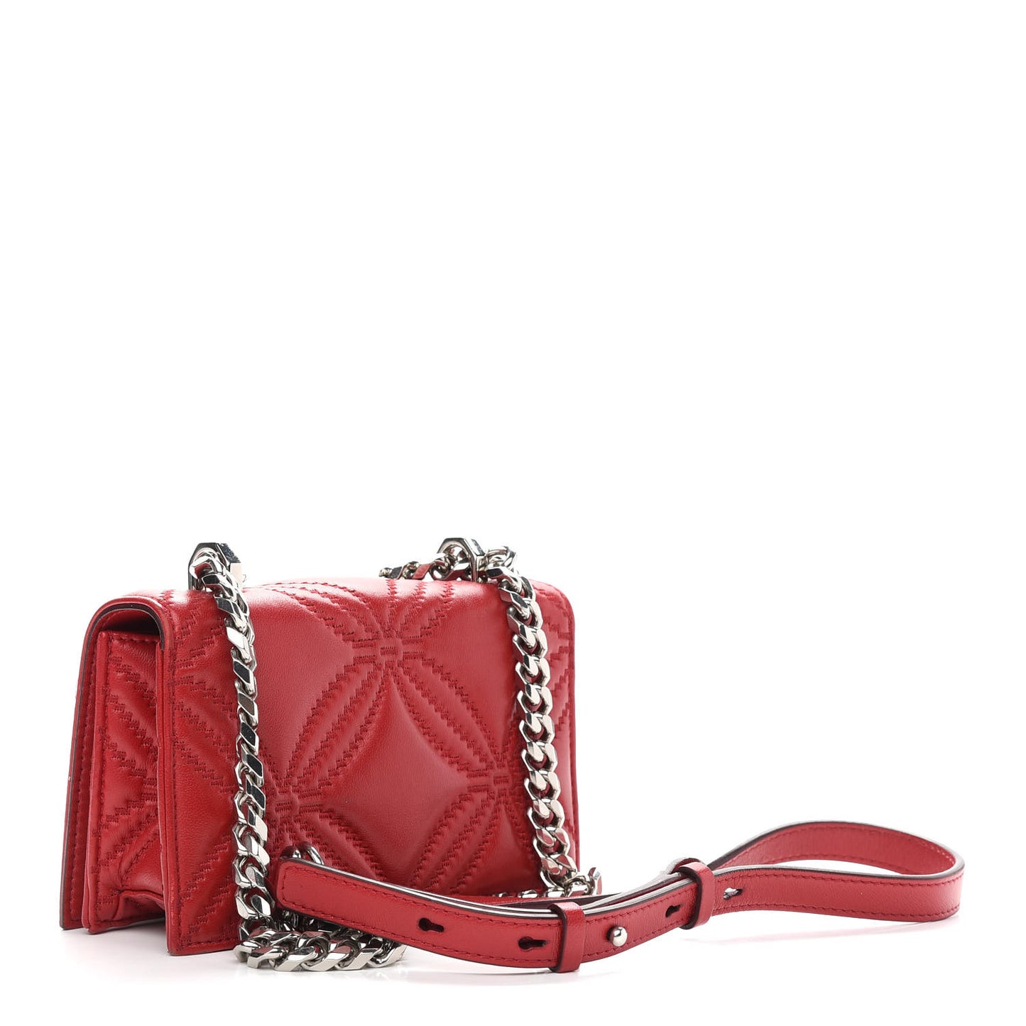 Lambskin Floral Stitched Knuckle Crossbody Bag Welsh Red