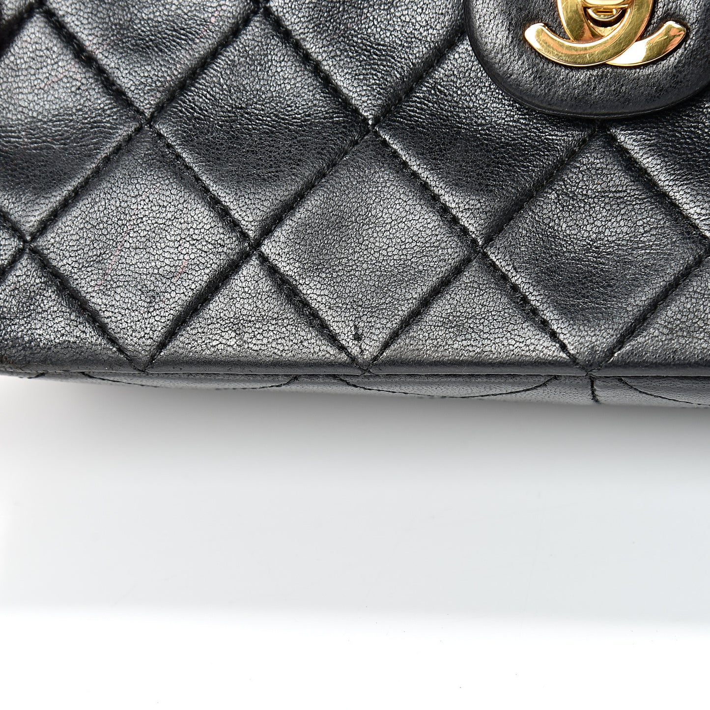 Lambskin Quilted Mini Square Flap Black