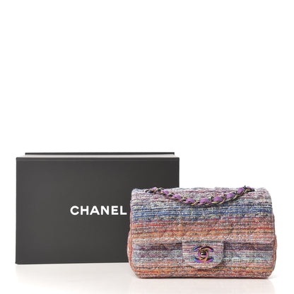Chanel Tweed Quilted Mini Rectangular Flap Blue Pink Orange 9 of 9