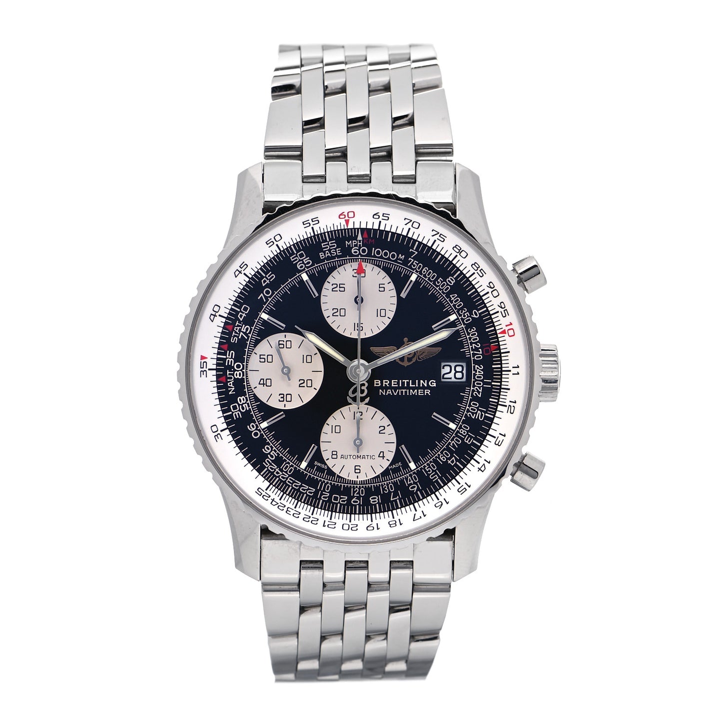 Stainless Steel 41mm Navitimer Automatic Watch Black A1332412