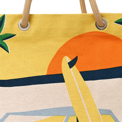 Hermes Cotton Canvas Apres la Vague Beach Bag Jaune Bleu 7 of 10